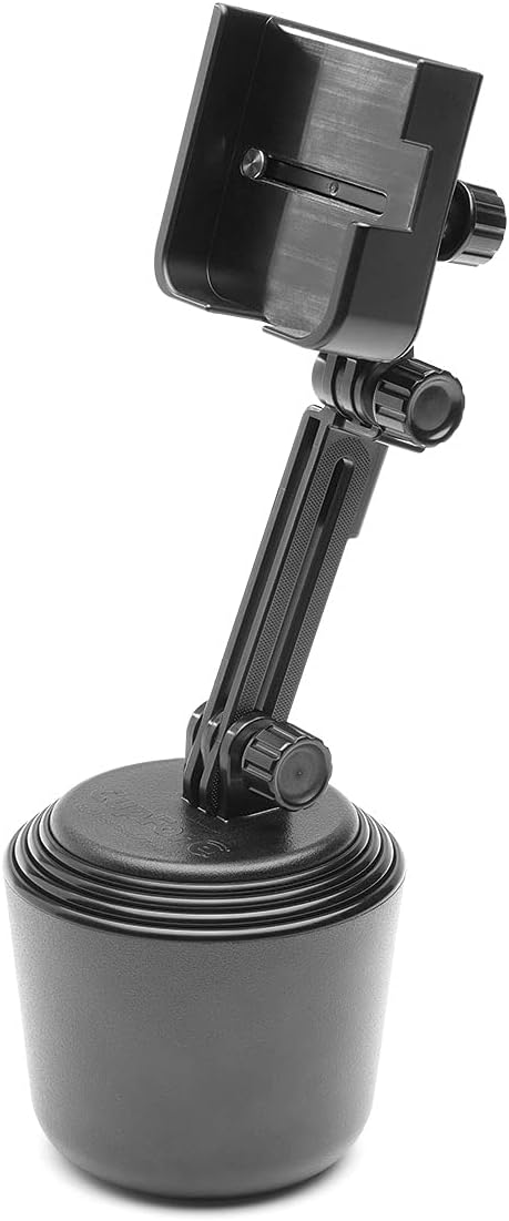 WeatherTech CupFone Two View with Extension – Adjustable, Universal Cup Holder Cell Phone Mount Car & Truck Accessory – Best Design for iPhone & Smartphone Charging – Black Plastic Knobs
