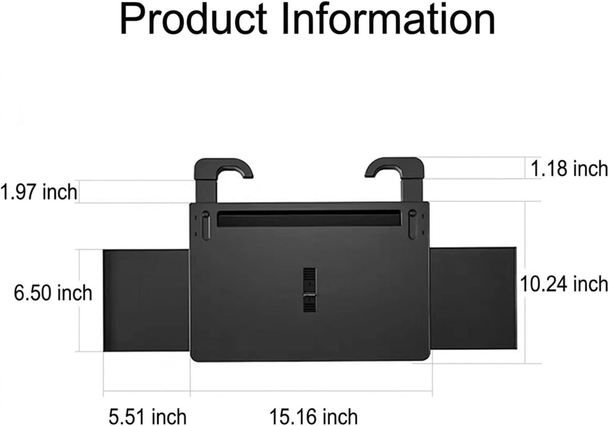 Car Back Seat Tray Table with Expandable Tray - 2-Sided Car Desk for Kids & Adults, Extra Wide & Sturdy Headrest Mount with Non-Slip Pad, Tablet/Laptop Holder for Road Trip(Carbon fiber front panel)
