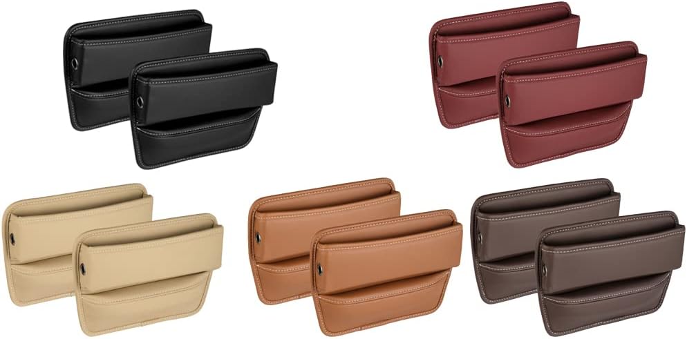 Riloer Car Organizers for Gap Leather Waterproof Car Seat Gap Fillers for Cars, Suvs, Trucks, Front Seat Gap Fillers for Phones, Keys, Cards, Glasses, Red