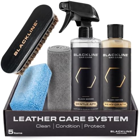 Blackline Leather Kit + Brush, Towel & Applicator - APC & Rehydrate, 5pc