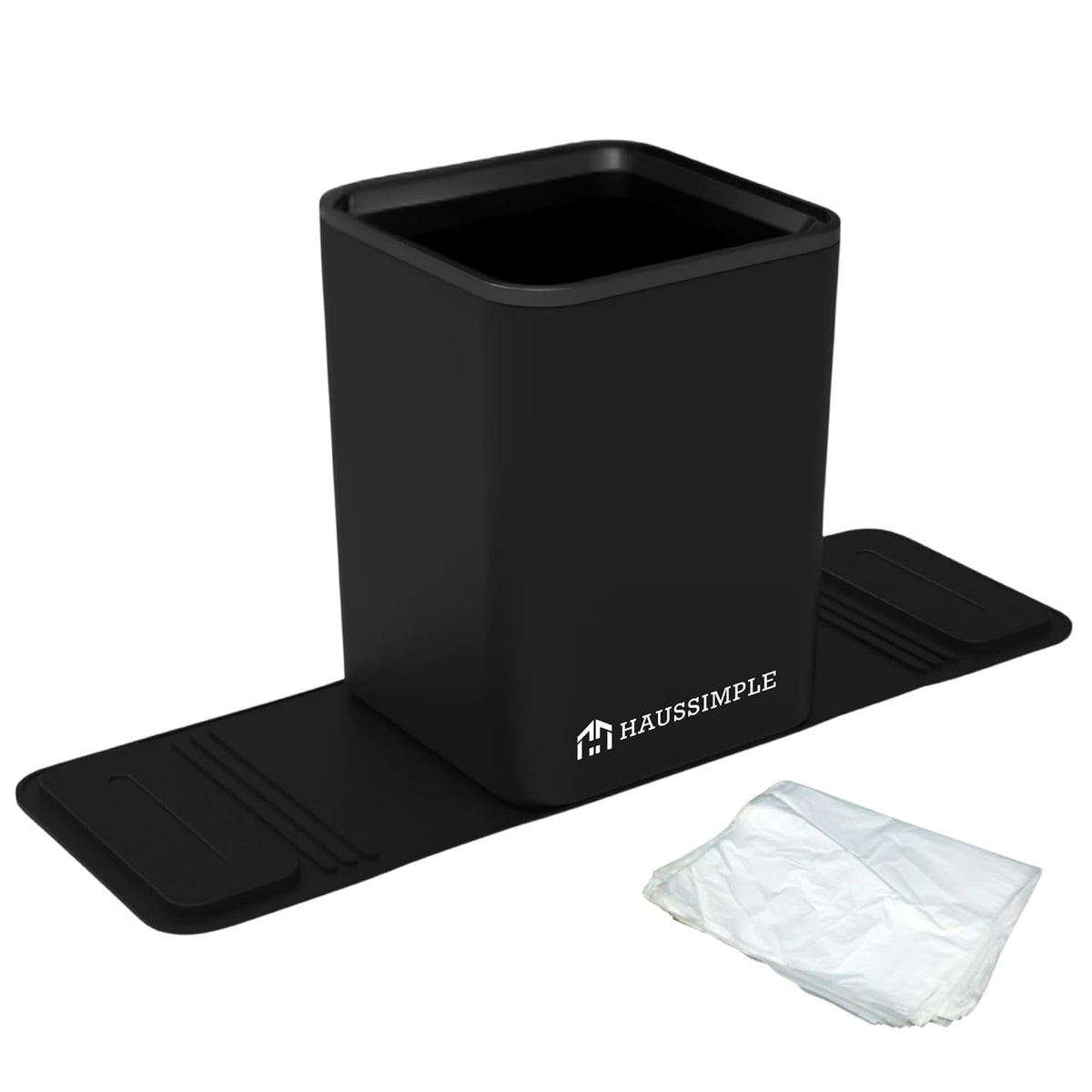 Car Trash Can with Stability Wings – Leakproof Portable Garbage Bin for Fabric & Rubber Mats – Compact Durable Plastic Auto Organizer for Cars, SUVs, Trucks (Black, Medium)