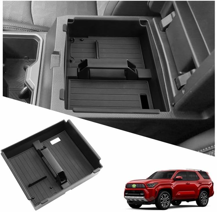 Ruiya 2026 4Runner Center Console Organizer for Toyota 4Runner 2026 Accessories ABS Material Armrest Console Glove Tray Compatible with 2025 2026 Toyota 4Runner 6th Gen Interior Accessories