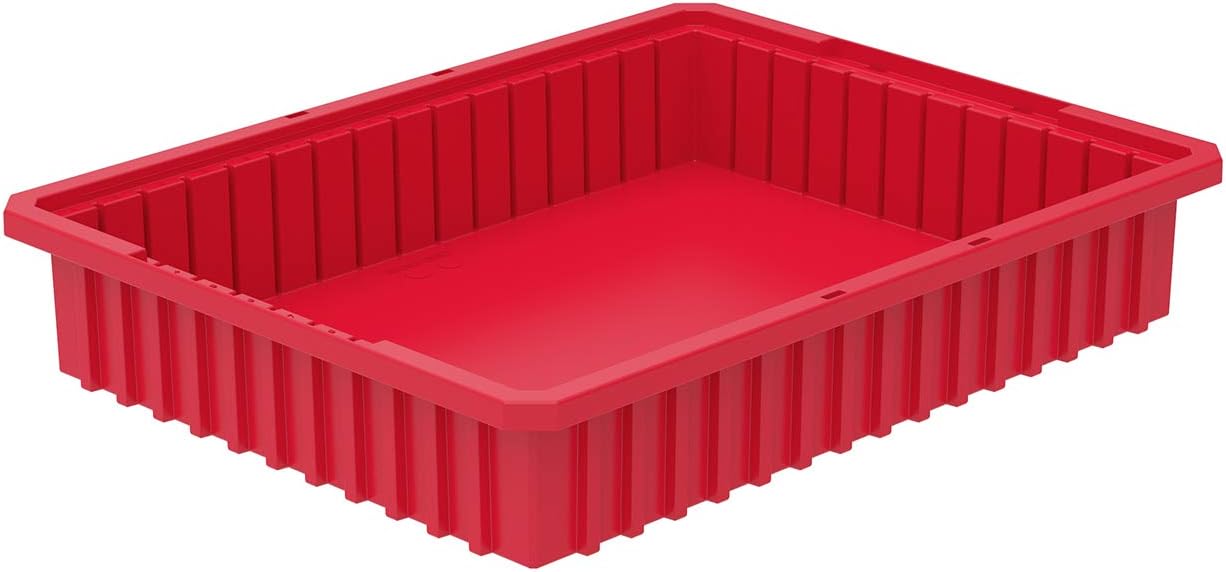 Akro-Mils 33224 Akro-Grid Plastic Slotted Dividable Modu Box Stackable Grid Storage Tote Container, (22-3/8-Inch L x 17-3/8-Inch W x 4-Inch H), (6 Pack), Blue
