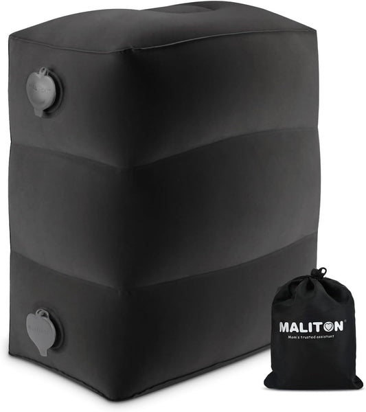 Maliton Inflatable Travel Foot Rest Pillow, Toddler Airplane Bed, Car Seat Foot Rest for Kids, Adjustable Height Leg Rest Pillow for Airplane, Home, Office(Black, 1 Pack)