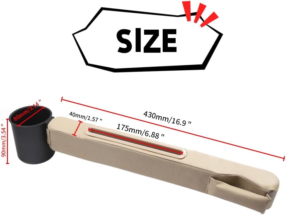 Car Seat Gap Filler 2 Pack,Car Seat Gap Filler Organizer,Car Seat Gap Plug with Storage Slot,3 in 1 Car Seat Gap Filler with Cup Holder,Prevent Small Items from Falling(Black)