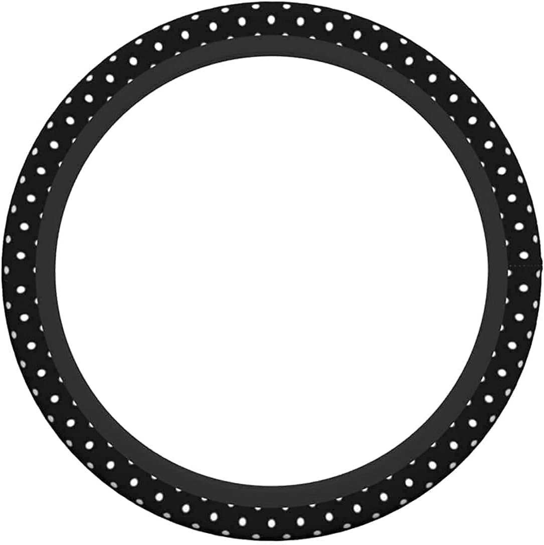 Black and White Polka Dot Steering Wheel Covers Non Slip Neoprene Steering Wheel Protector Universal 15 inch for Women Men