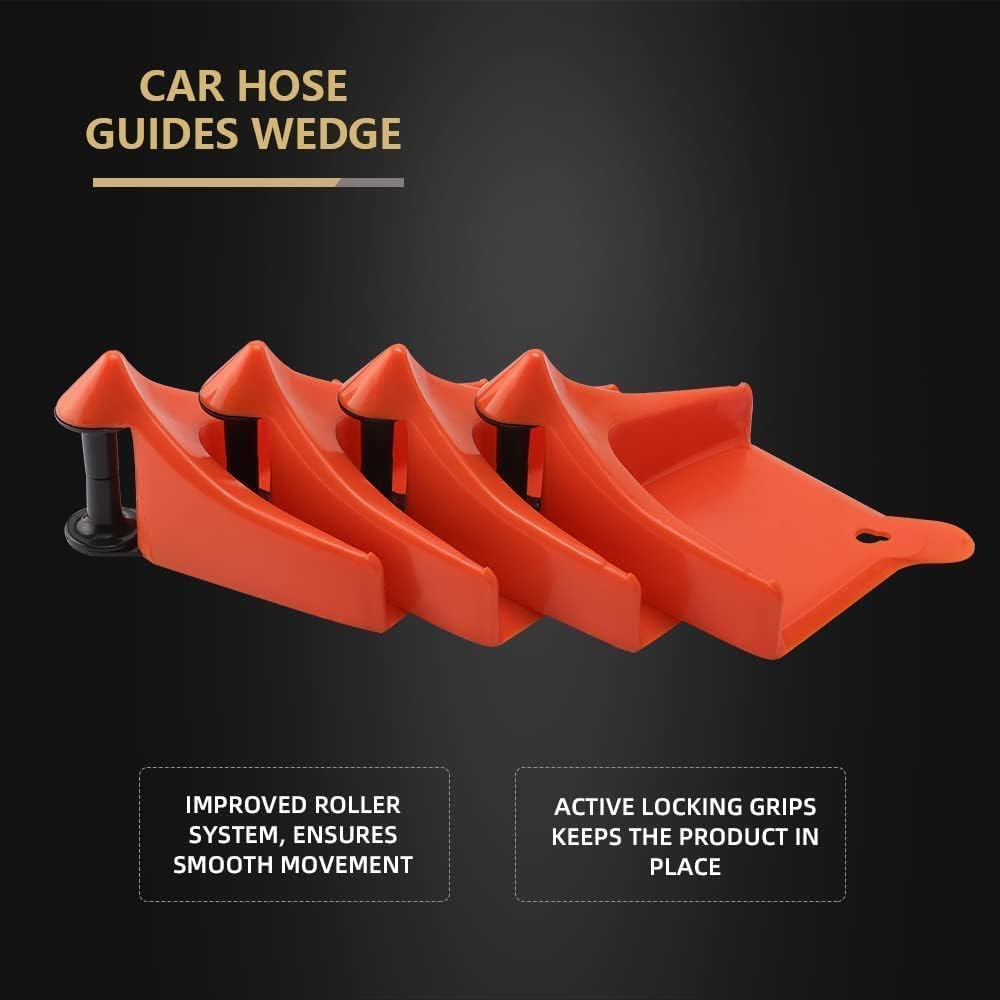 SPTA Car Hose Guide, 4pcs Automatic Plastic Hose Guides, Car Wheel Rolling System Tool, Preventing Stucking and Snagging Under Tires, for Car, Motorcycle and Truck Tires -HWPFC12-4