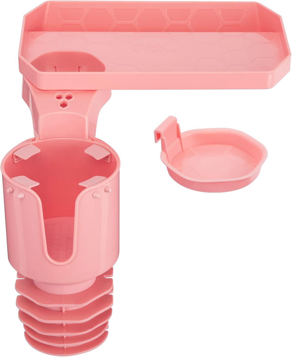 JoyTutus Cup Holder Tray for Car, Car Cup Holder Expander with 360°Rotation Tray, Large Cup Drink Holder Fit for Yeti/Hydro Flask, Detachable Food Tray Table, Pink Car Accessories