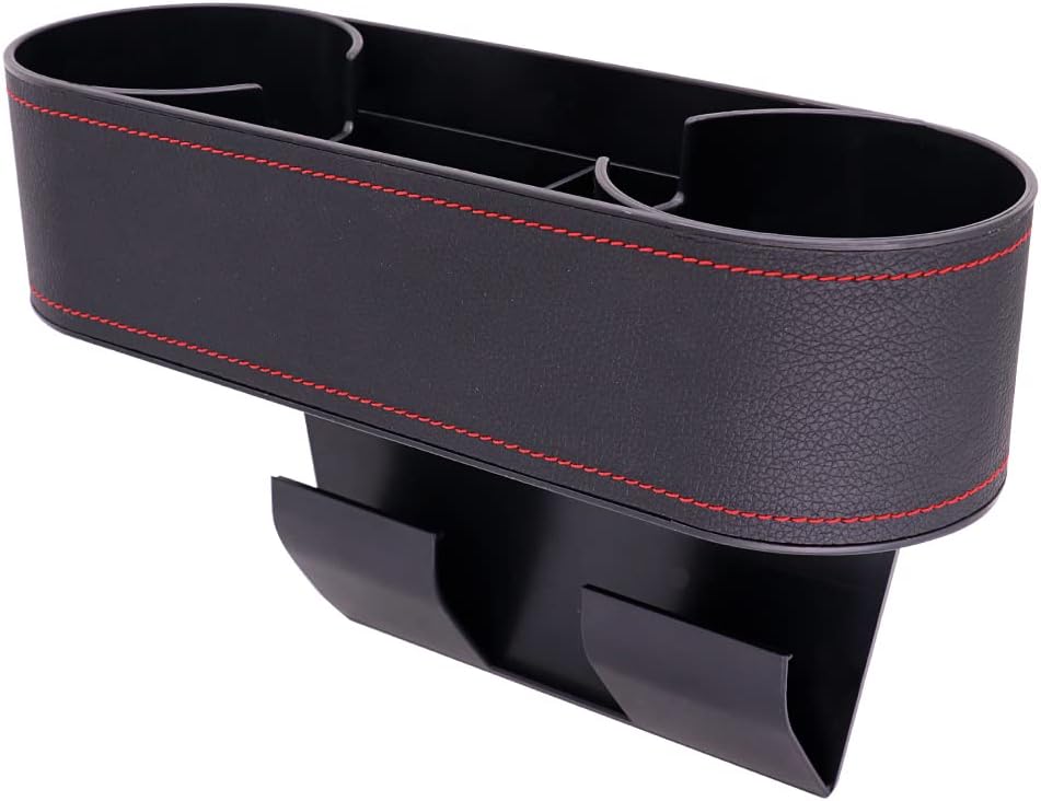 Cup Holder for Car Seat Gap Organizer, Multifunctional Cup Drink Holders with PU Leather Cover,Side Insert Center Console Gap Filler Storage Box for Mug Bottle CellPhones Keys Coffee Coasters
