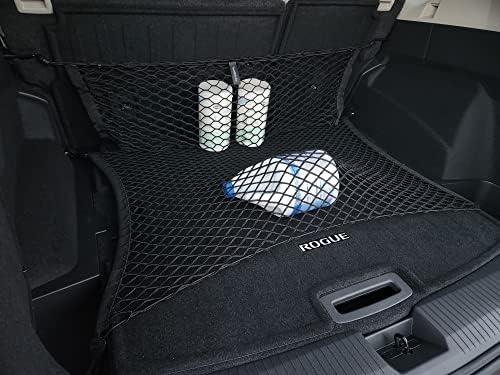 Floor + Back Seat Style Automotive Elastic Trunk Mesh Cargo Net for Nissan Rogue 2021-2026 - Premium Trunk Organizer and Storage - Luggage Net for Crossover - Best Car Organizer for Nissan Rogue