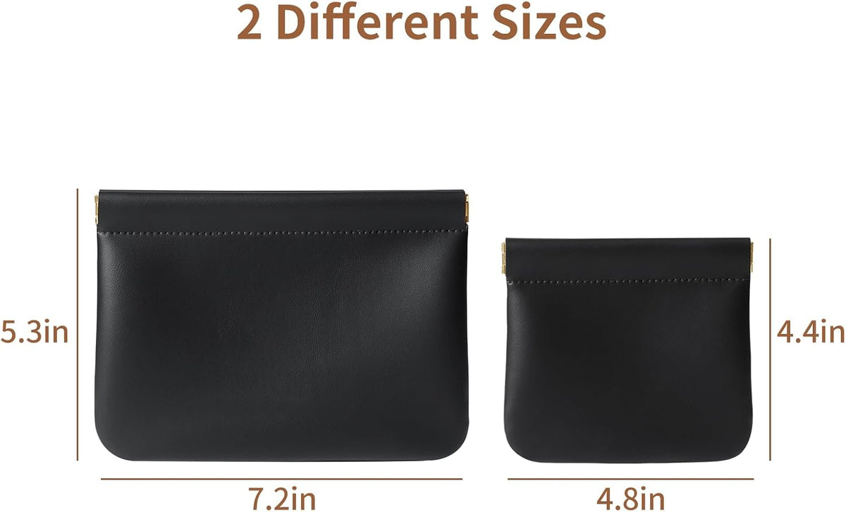 2 Pack Small Makeup Bag for Purse, Cosmetic Travel Pouch, Black