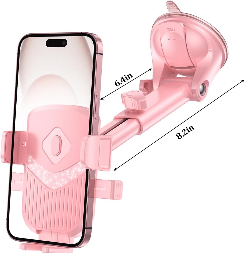 Car Phone Holder 360 Rotation Adjustable Smartphone Mount Pink