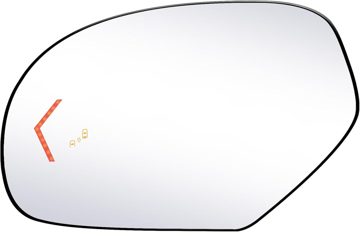 Driver Side Replacement Mirror Glass Compatible with Yukon Tahoe Escalade 2009-2014, Blind Spot Detection, w/o Auto Dimming, 20778440