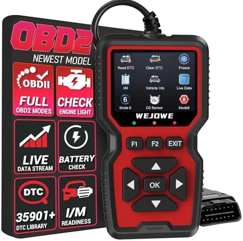 WEJOWE Upgraded OBD2 Scanner Diagnostic Tool, Check Engine Code Reader OBD2 Scanner with Reset, Battery Test Check Engine Light Mode 6, Mode 8 & I/M Car Diagnostic Scan Tool for All OBDII Car