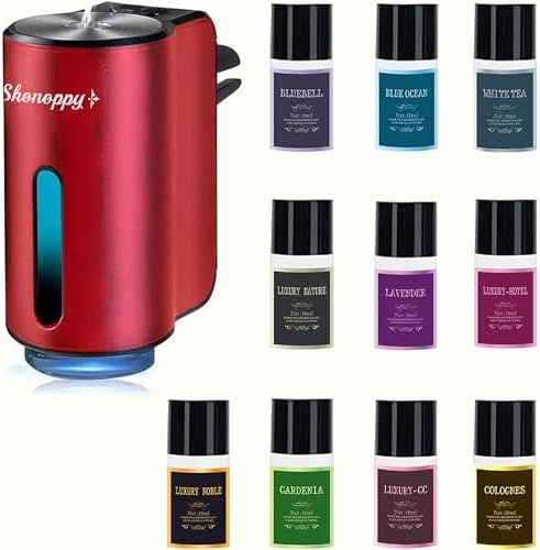 Car Air Freshener Diffuser,Smart Car Aroma Diffuser Air Freshener Spray Automatic with 10PCS Cologne Aromatherapy Oil (red)