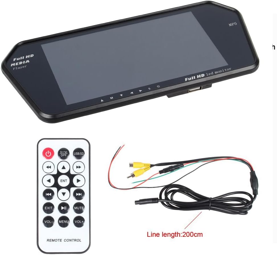7 inch Car Radio with TFT LED Screen Built-in Speaker,Car Rear View Mirror Monitor,Bluetooth MP5 Player Car Stereo with Remote Control USB TF FM Transmitter