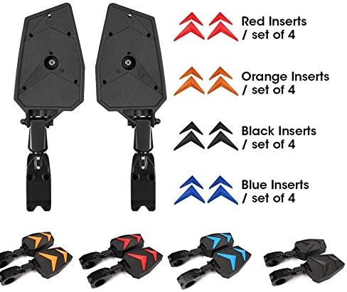 Motobiker 1Pair UTV Side Rear View Mirrors w/ Black Orange Blue Red Inserts for 2008-2019 Polaris RZR 800 900 1000 XP