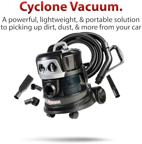Adam's Polishes Cyclonic Vacuum Cleaner Premium Car Detailing Vacuum for Garage, Shop, Home | Powerful Suction, Lightweight, Portable, Heavy Duty | 4 Attachments Included