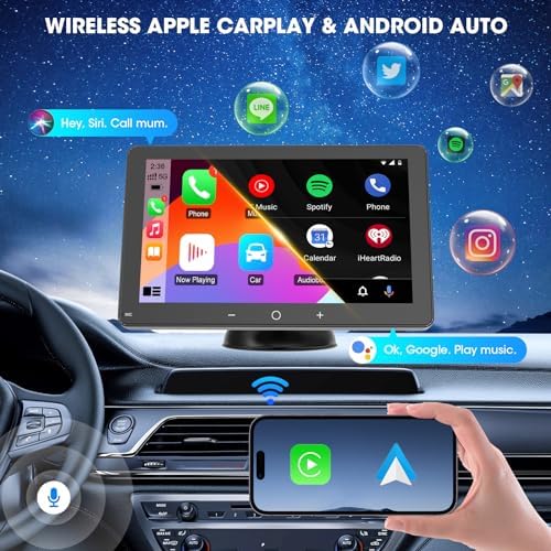 FLYSONIC Portable CarPlay Stereo for Car - Wireless Android Auto Car Screen