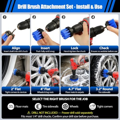 27Pcs Car Detailing Kit with Heavy Duty Detailing Brushes, Car Wash Cleaning Tool, Car Care kit for Comprehensive Car Wash Windshield Interior Exterior Wheels, Blue (27pcs)