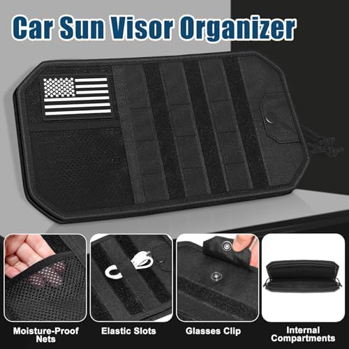 Car Sun Visor Organizer 2 PCS, Multi-Pocket Visor Organizer Storage Pouch