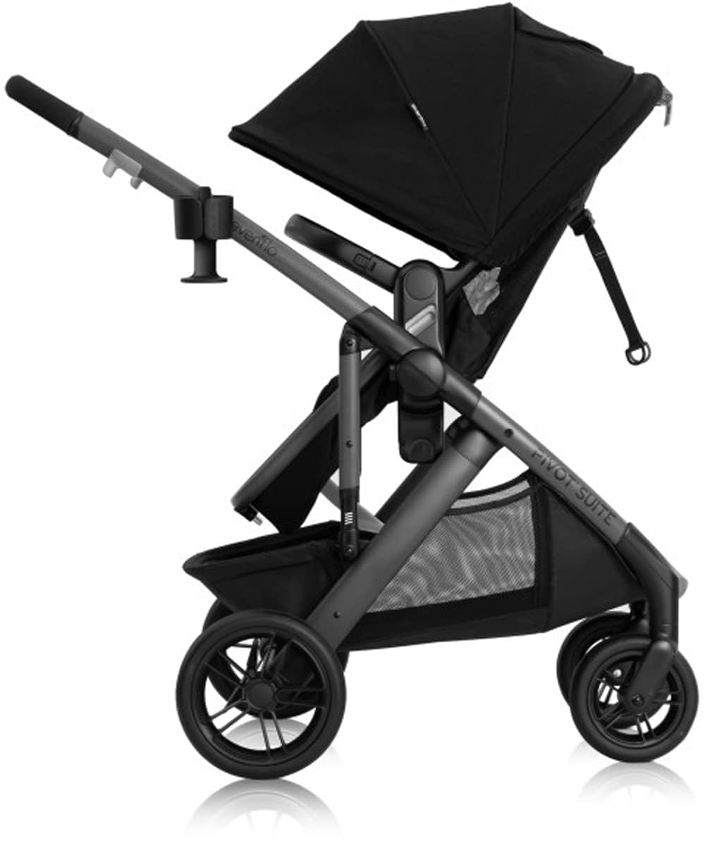 Evenflo Pivot Suite Modular Travel System with LiteMax Infant Car Seat, Dunloe Black