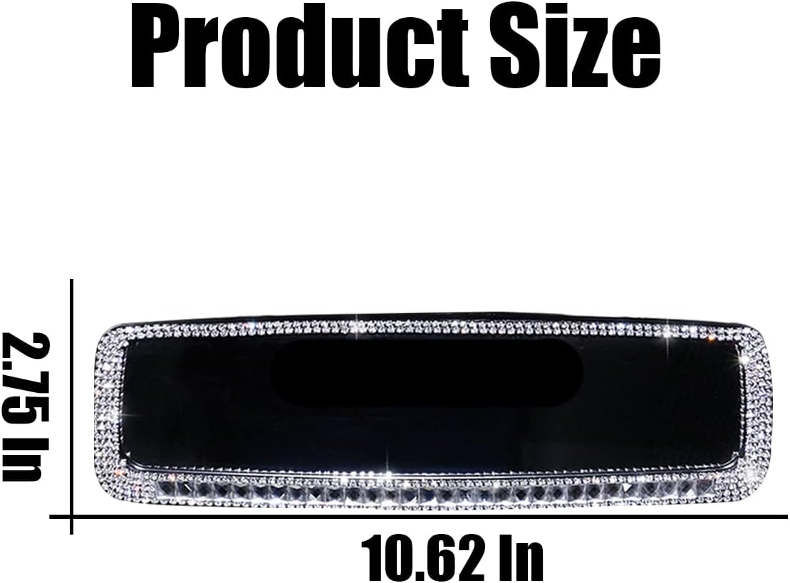 AUCELI Car Rear View Mirror, Bling Rhinestone Interior Rear View Mirror with HD Glass, Wide Angle Clip-On Rearview Mirror with Glitter Crystal Diamond, Car Decoration Accessories for Women (Silver)