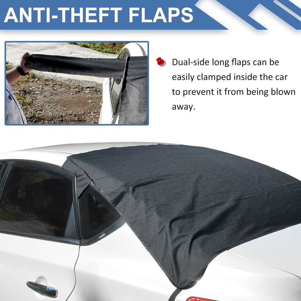 Rear Window Snow Cover, 600D Oxford Winter Windshield Cover with Long Flaps and Magnets Protect Rear Windscreen from Snow Ice Frost, All Weather Back Window Cover Snow-Shade Fit Most Cars
