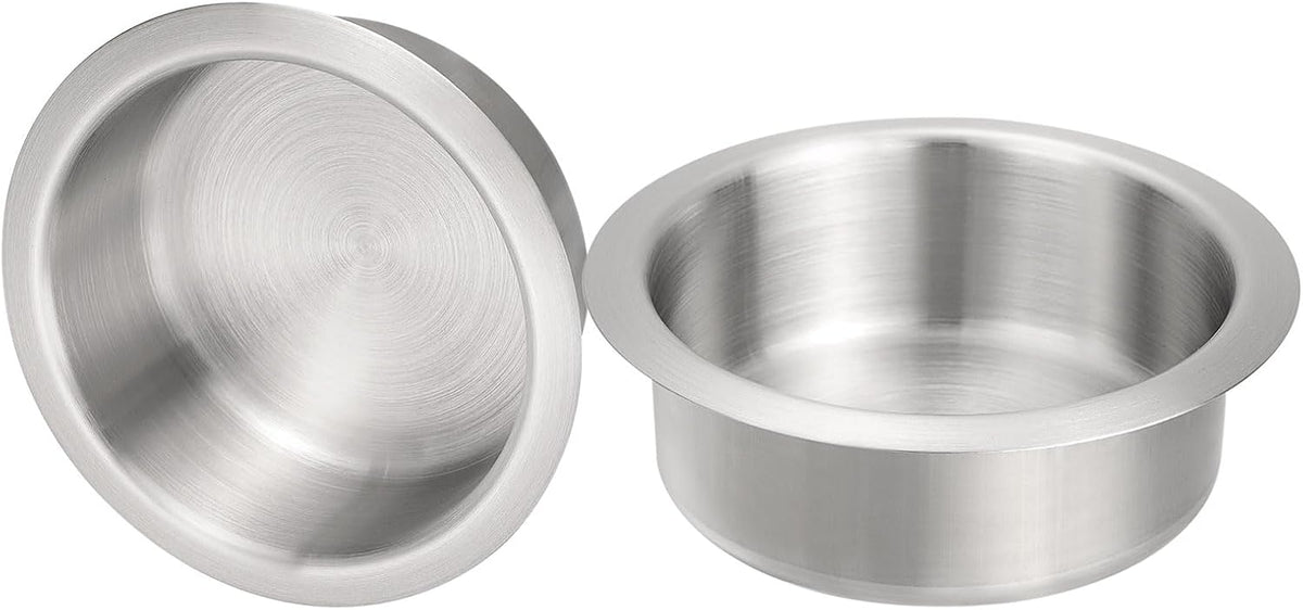 uxcell 2 Pcs 201 Stainless Steel Drop-in Cup, 2.44" x 4.6" Drink Can Holder Poker Table Cup Holder Insert for Sofa Boat Car Marine, Silver