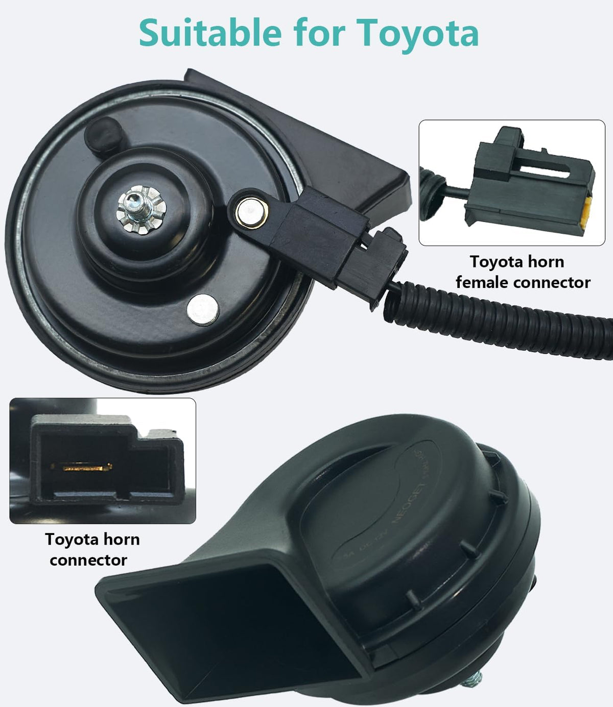 NEOGET 128dB Dual-Tone Car Horn Kit Compatible with Toyota and Lexus