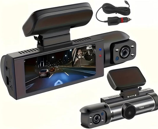 1 Set 1080P Dual Camera Dash Cam for Cars, Front and Inside, IR Night Vision Loop Recording Wide Angle Car DVR Camera with IPS Screen Dual Lens Car Dashboard Video Cam As a Gift