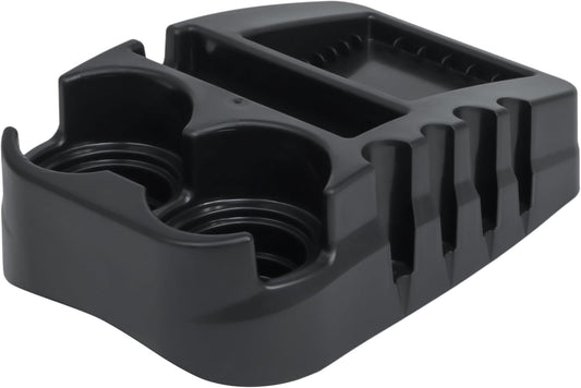 Universal Car Floor Center Console with Dual Cup Holders, Portable Center Console Storage Organizer, Vehicle Organizer for SUV, Truck, Van, Car, Recycled Plastic, Made in USA (Black)