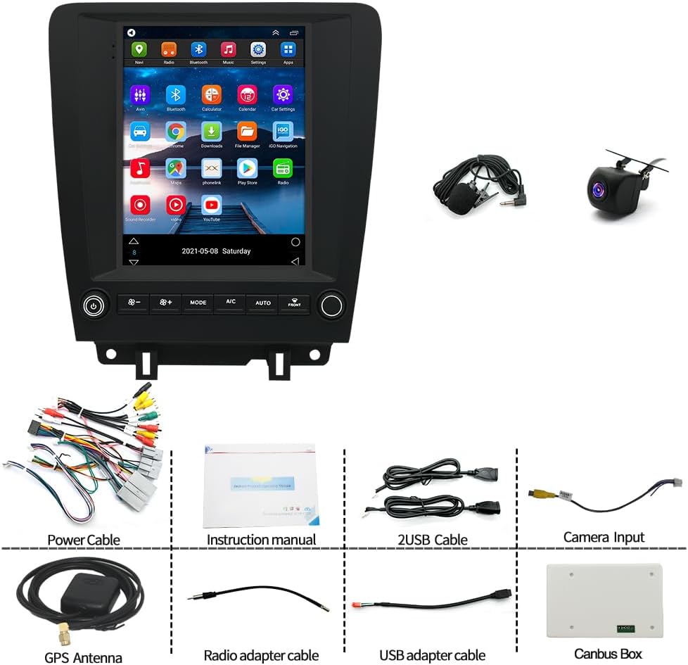 Android 13 Car Stereo Radio Compatible for Ford Mustang 2010-2014, 9Inch Car Stereo HD Touch Screen with GPS FM Radio WiFi HiFi Audio Rear View Camera 4+64GB