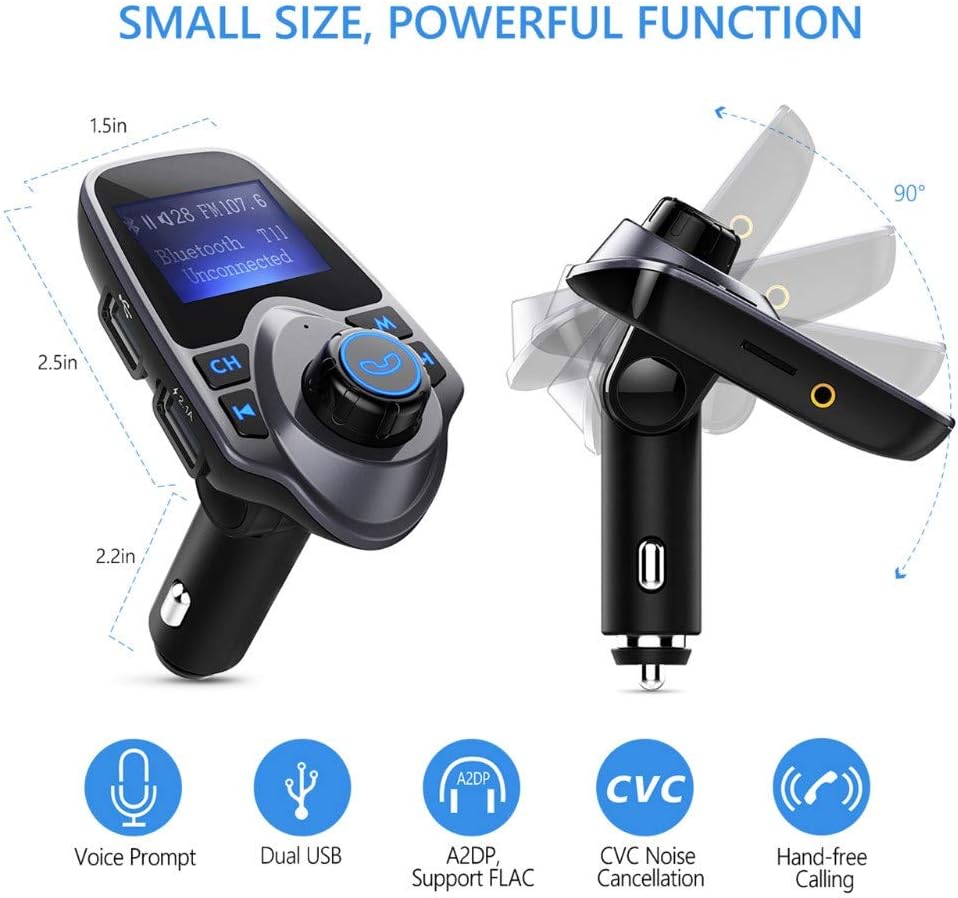 T11 Wireless Bluetooth FM Transmitter Handsfree Car Kit MP3 Player Wireless Bluetooth Adapter with Dual USB Port Car Kit