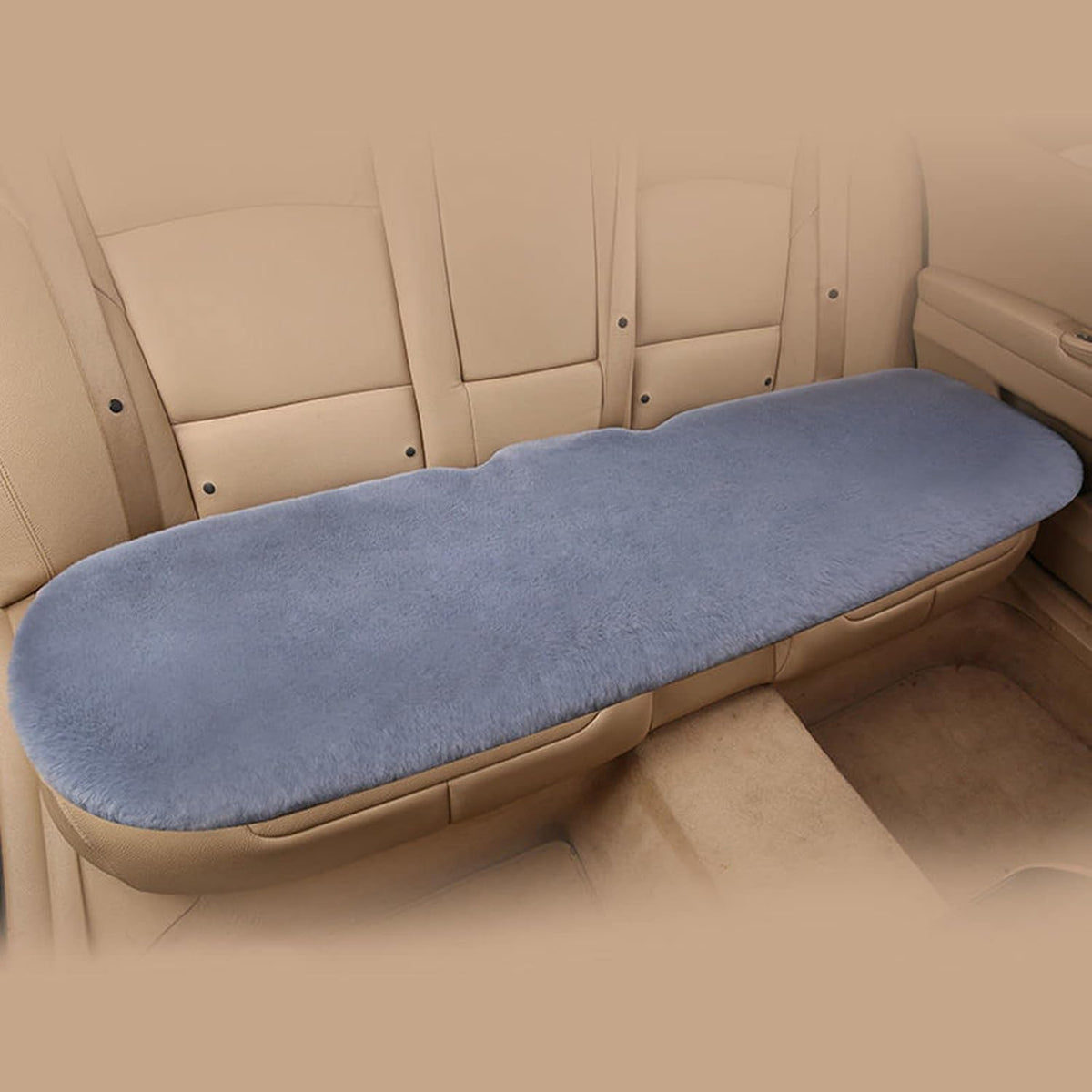 1 Set 3 pcs Soft Fluffy Auto Seat Cover Faux Wool Auto Front & Back Seat Pad Car Seat Cover Protector Cushion Soft Warm for Winter Mat Universal Fit (Gray)