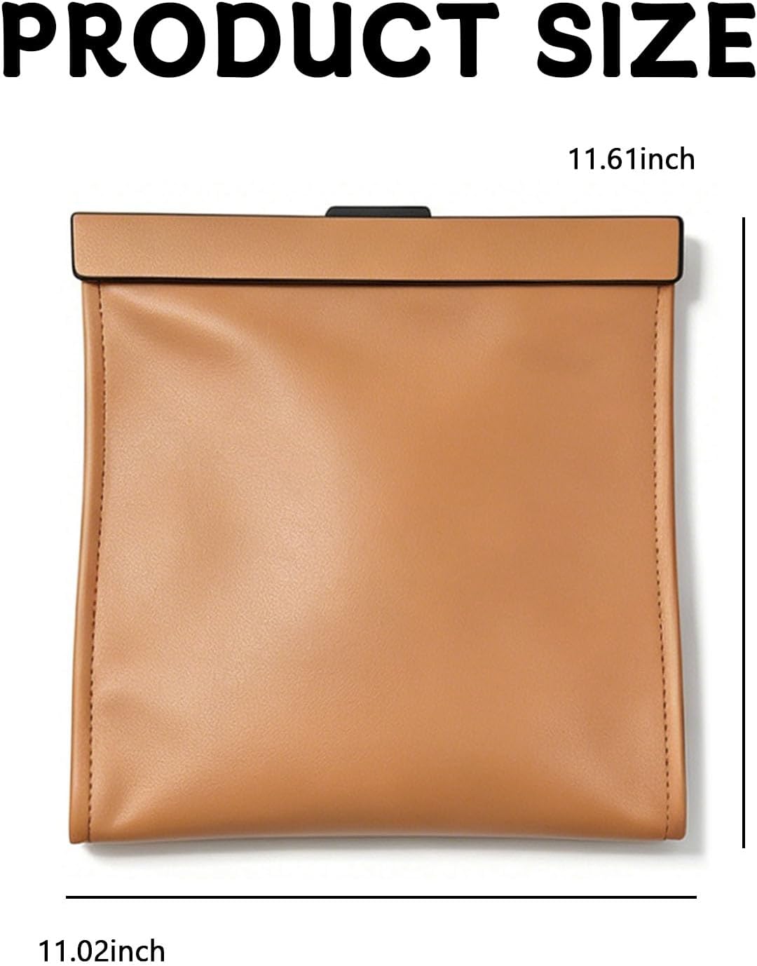 Leather Car Trash Can with Magnetic Closure, Leak-Proof Waterproof Hanging Car Trash Bin with Disposable Bags, Odor-Lock Garbage Can Organizer for Backseat, Console, Door, SUVs, Trucks (Brown)
