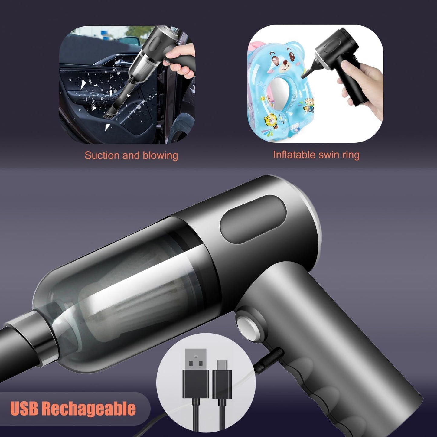 Mini Vacuum Cleaner for,2 in 1 Keyboard Vacuum Cleaner Wireless Handheld,Car Vacuum with Brushless Motor High Power 120W Rechargeable Easy to Clean Car Interior (Black)