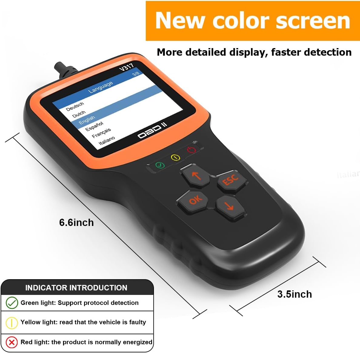 Zpana Car OBD2 Scanner Diagnostic Tool, Vehicle Check Engine Fault Code Readers, Data Clear I/M Readiness Automotive Error Scan Tool Accessories, Universal for SUV, Sedan, Truck