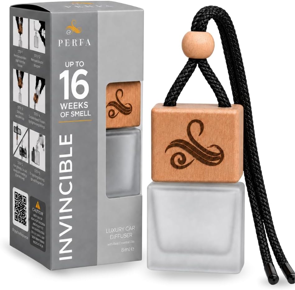 Inviktus Car Air Freshener for Men | Long Lasting Car Cologne | Automotive Scent Perfume | Vent Clip Auto Air Freshener | Odor Eliminator Technology | Car Scents by Perfa