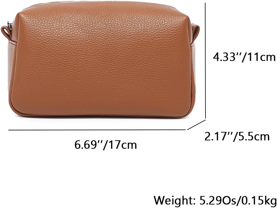 Travel Makeup Bag, Ring Clasp Wristlet Organizer (Saddle Brown)