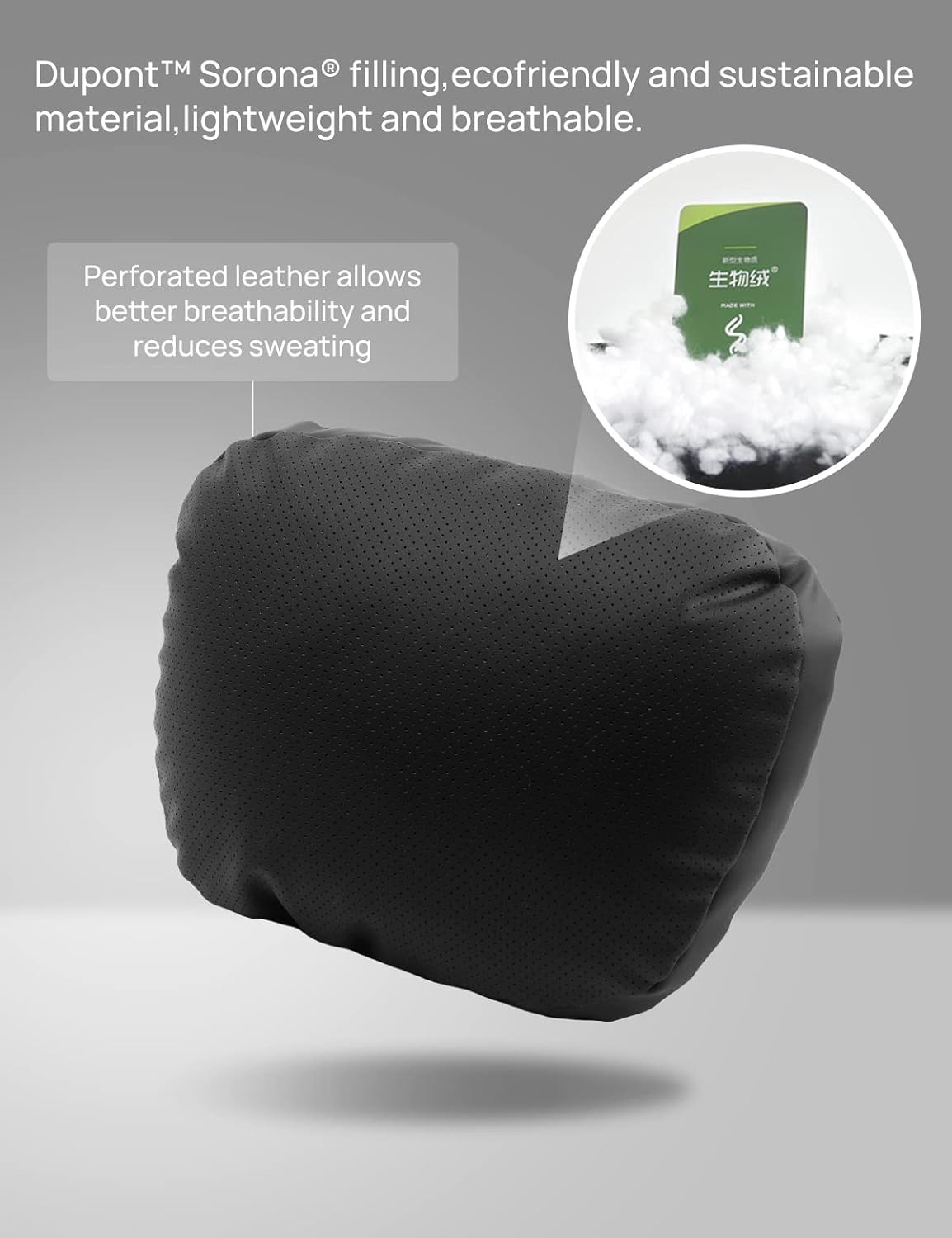 TPARTS Leather Headrest Neck Pillow for Tesla Model Y/X/3/S (1pc Black) | Soft leather Car neck pillows provide comfortable head and neck support for daily driving and long trips
