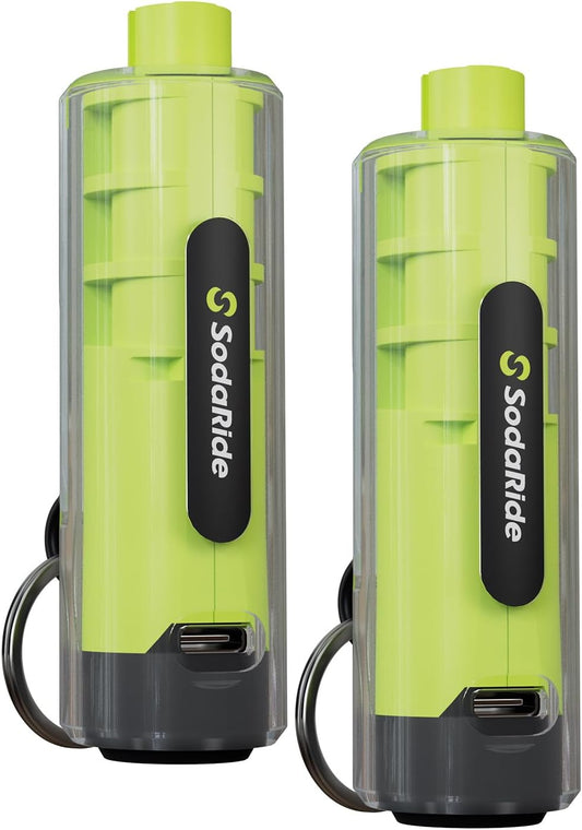 SodaRide Window Breaker Seatbelt Cutter with Flashlight,3 in 1 Car Escape Tool Key Chain,Safe Hammer Glass Breaker Under Water,2 Pack Green