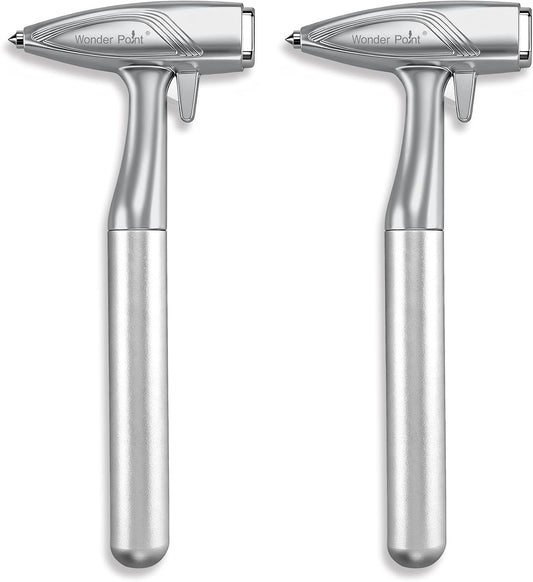 Car Window Breaker, Automotive Safety Hammer With Seatbelt Cutter, 3-in-1 Emergecy Escape Tool Car Metal Window Breaker Seatbelt Cutter, Aluminium Alloy Glass Breaker Hammer(Sliver 2Pack)