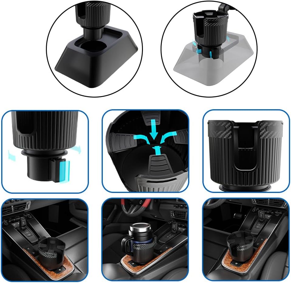 Car Cup Holder Expander, Car Cup Holder Expander Organizer, Coffee Drinks Bottle Holder Extender Adapter for Large Bottles Mugs