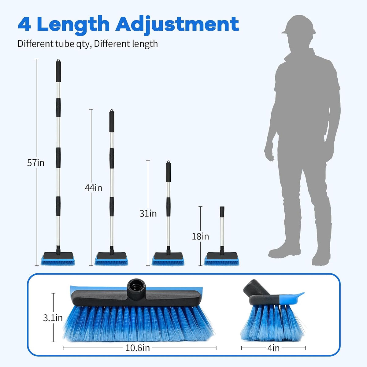 Ordenado 56" Car Wash Brush with Long Handle, Soft Bristle& Rubber Squeegee