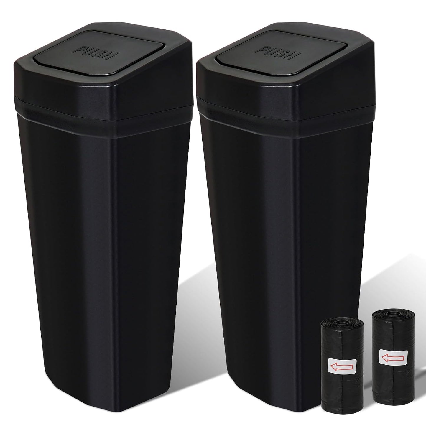 Car Trash Can with Lid - 2 Packs Mini Car Garbage Can Bin for Cup Holder - Black Small Leakproof Vehicle Trash Bin for Back Seat, Cute Automotive Accessories Organizers and Storage for Door SUV Truck