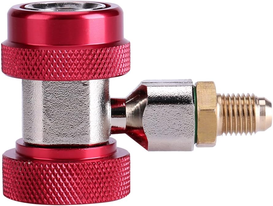 Quick Coupler,R134 A/C Low/High Quick Connector 1/4" Air Conditioning Coupler Adapter + Extractor Valve Core for Car Add Fluorine(High Pressure)