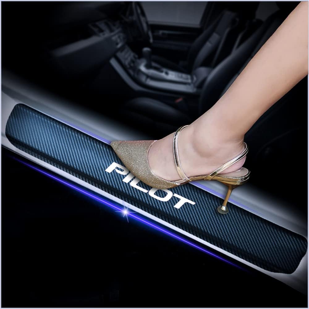 4Pcs Car Door Sill Protector for Honda Pilot, Carbon Fiber Anti-Scratch Guard for Honda Pilot Accessories - Self-Adhesive Car Door & Sill Protector -Pink