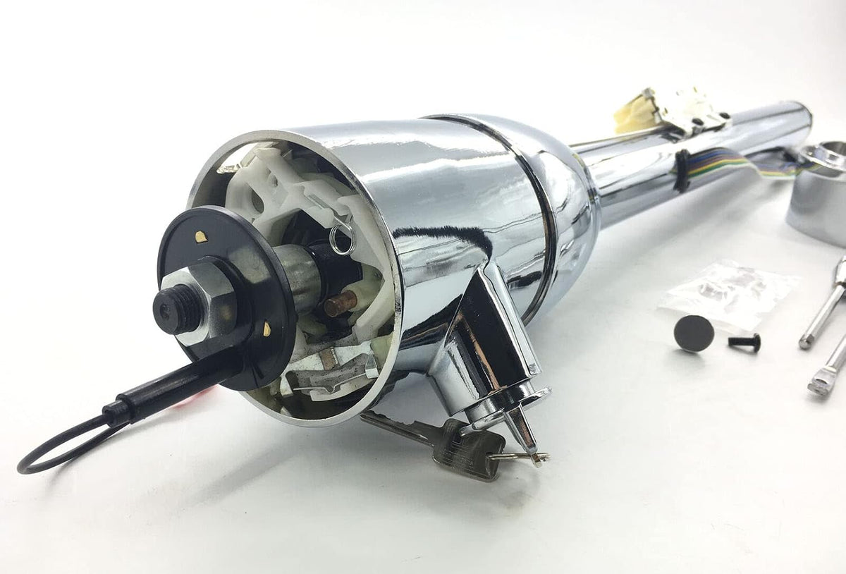 30" Floor Shift Tilt Steering Column W/Ignition Keys & Steering Wheel Adapter