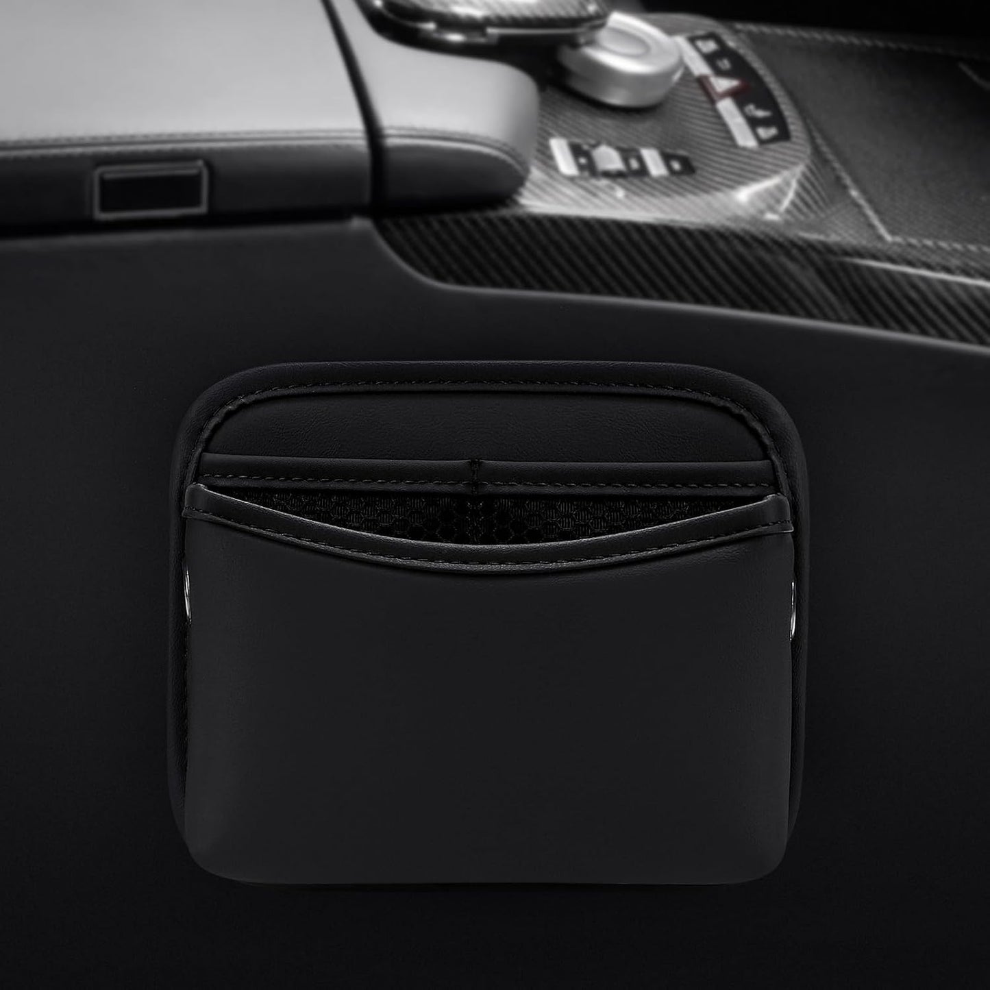 Accmor Car Seat Side Pocket Organizer, PU Leather Pouch Bag for Car Seat, Door, Window, Console, Registration Wallet Cards Trash Phone Sunglasses Holder Pocket for Auto